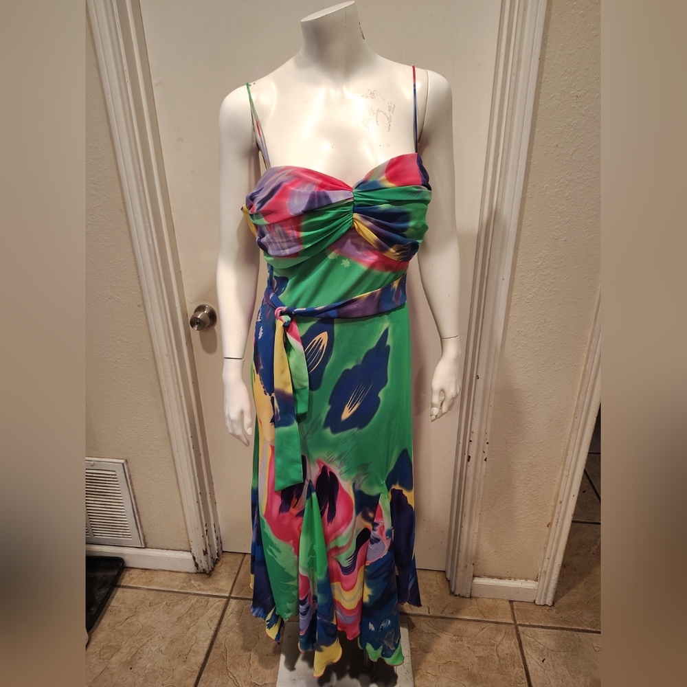 Camille La Vie Green Multicolor Midi Dress